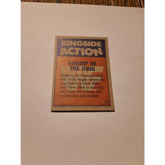 1987 Topps WWF Hulk Hogan #37 Champ in the Ring Wrestling Card Titan Sports - Picture 2 of 2